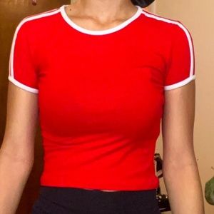 Red varsity crop top